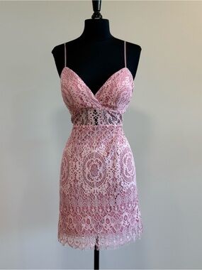 Alyce Paris Pink Lace Mini Dress